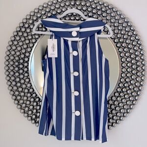 Sara Campbell Striped Sleeveless Blouse